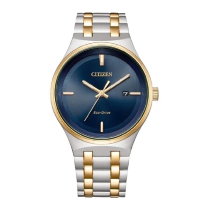 Citizen Eco-Drive BM7656-51L Blue Dial 40mm Gold-Silver Stainless Steel Strap Date Display Analog Men Watch